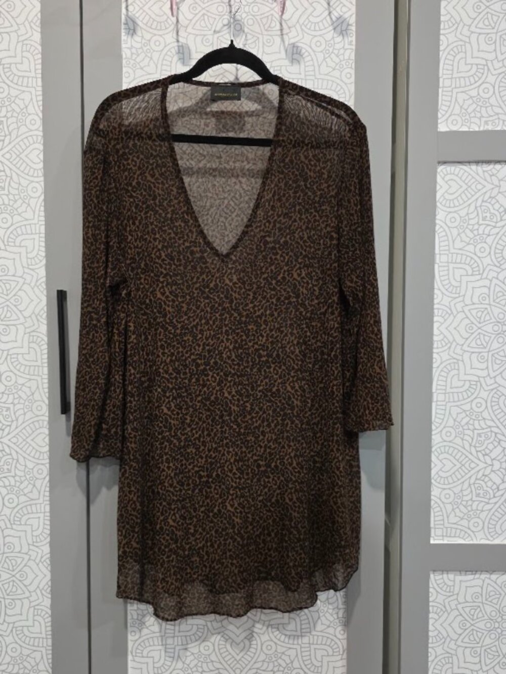Women's Leopard Print Mesh Swimsuit Cover Up, Jordan Taylor. Size OS